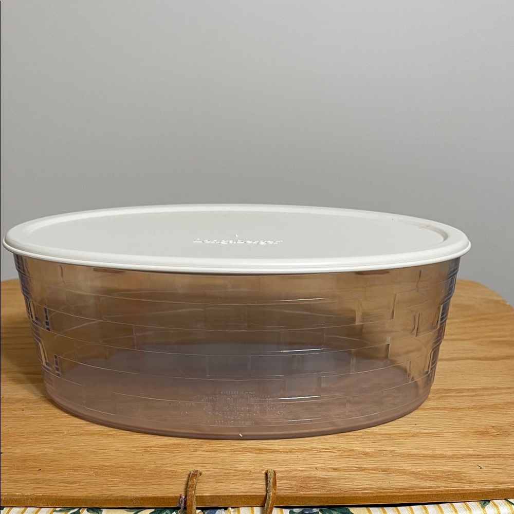 Longaberger Clear Oval Container with White Lid